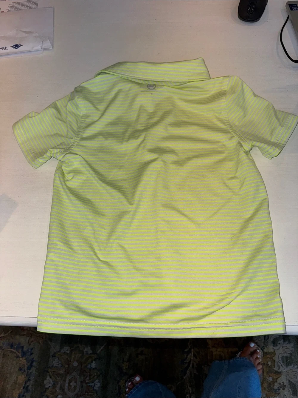Vineyard Vines Boys' Neon Yellow & Gray Sankaty Striped Polo Shirt